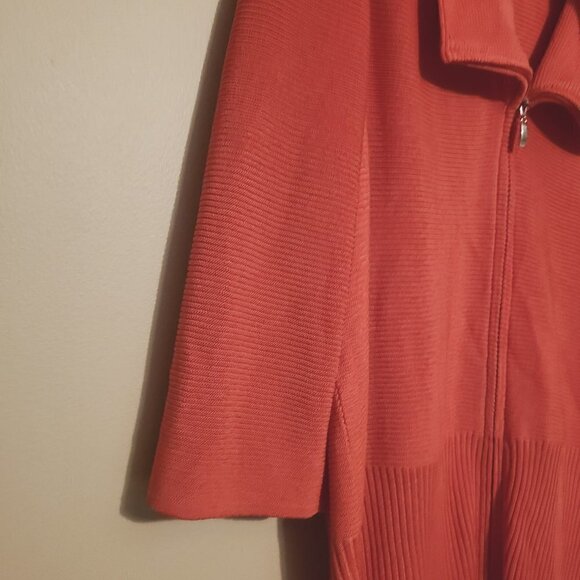 Exclusively Misook | Pink Ribbed Full Zipper Cardigan Sweater (Size Small) - Picture 6 of 14